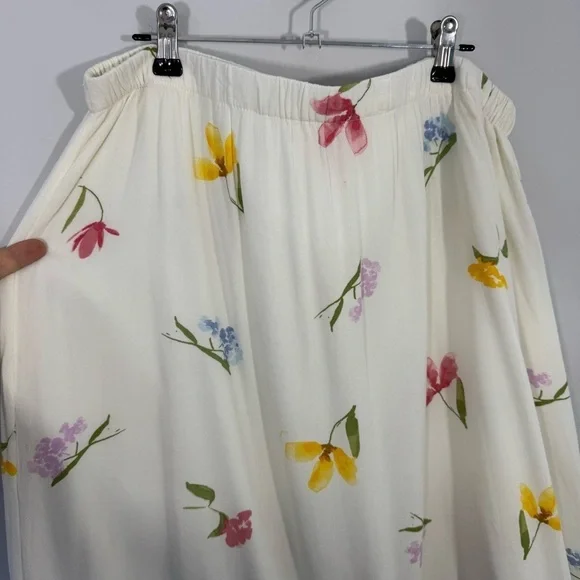 Joe Fresh Floral Spring Midi Skirt Womens L Cream Pastel Easter Church Pretty - Picture 3 of 10